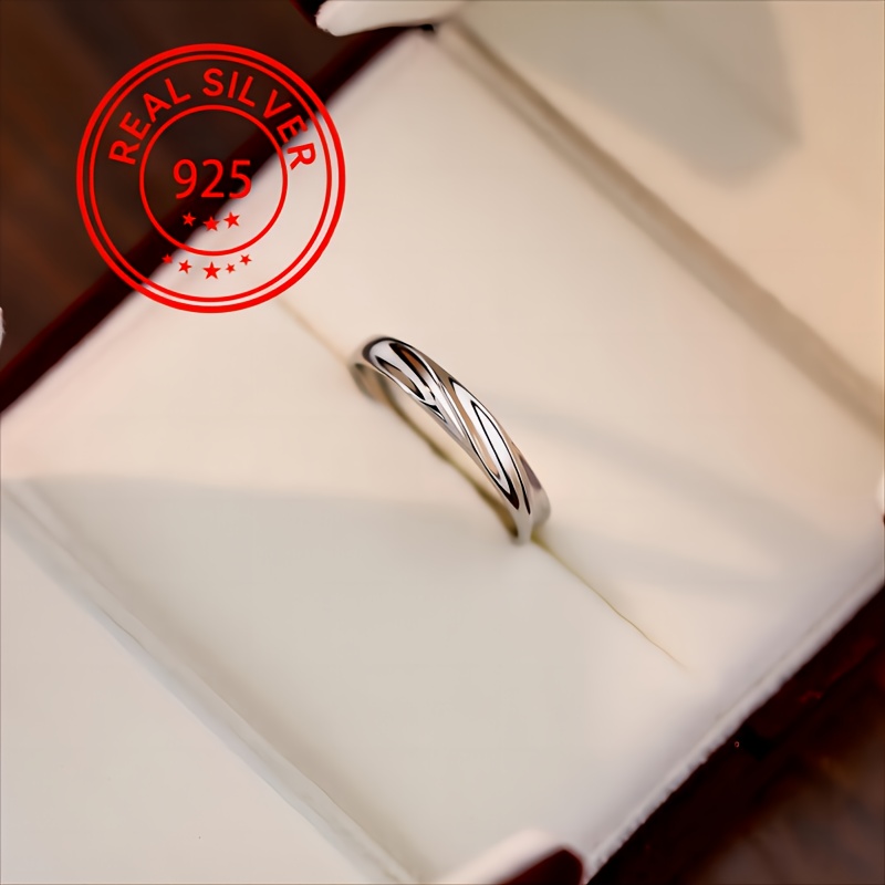 2pcs S925 Pure Silvery Wedding Ring with Synthetic Zirconia